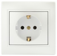 Intro Розетка Plano 1-202-06 с заземлением 2P+E Schuko, 16А-250В, IP20, СУ, перламутр Б0053883 фото