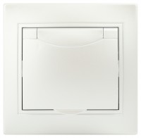 Intro Розетка Plano 1-203-06 с заземлением 2P+E Schuko с крышкой, 16А-250В, IP20, СУ, перламутр Б0053898 фото