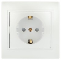 Intro Розетка Plano 1-206-06 с заземлением 2P+E Schuko со шторками, 16А-250В, IP20, СУ, перламутр Б0053929 фото