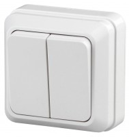 Intro Выключатель Quadro 2Э-104-01 двухклавишный, 10А-250В, IP20, ОУ, без монтажной пластины, белый Б0053901 фото