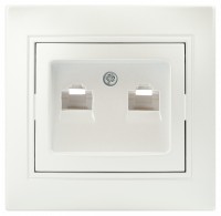 Intro Розетка Plano 1-304-06 информационная двойная 2xRJ45, IP20, СУ, перламутр Б0053988 фото