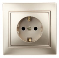Intro Розетка Plano 1-202-04 с заземлением 2P+E Schuko, 16А-250В, IP20, СУ, шампань Б0053879 фото