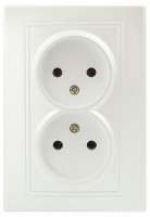 Intro Розетка Plano 1-204-06 без заземления двойная 2х2P, 16А-250В, IP20, СУ, перламутр Б0053912 фото