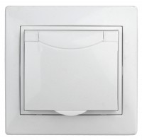 Intro Розетка Plano 1-203-01 с заземлением 2P+E Schuko с крышкой, 16А-250В, IP20, СУ, белый Б0053889 фото