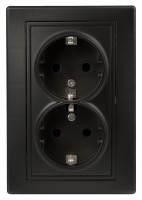 Intro Розетка Plano 1-205-05 с заземлением двойная 2X2P+E Schuko, 16А-250В, IP20, СУ, антрацит Б0053919 фото