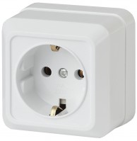 Intro Розетка Quadro 2-202-01 с заземлением 2P+E Schuko, 16А-250В, IP20, ОУ, белый Б0053783 фото