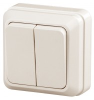 Intro Выключатель Quadro 2-104-02 двухклавишный 10А-250В, IP20, ОУ, слоновая кость Б0053759 фото