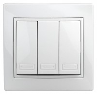 Intro Выключатель Plano 1-106-01 тройной, 10А-250В, IP20, СУ, Plano, белый Б0053788 фото