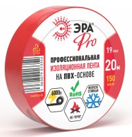 ЭРА Изолента ЭРА PRO PRO150RED ПВХ профессиональная 19мм х 20м 150 мкм, красная Б0057292 фото