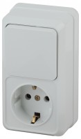 Intro Блок розетка с выключателем Quadro 2-705-01 вертикальный 10(16)А-250В, IP20, ОУ, белый Б0053882 фото