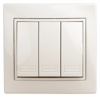 Intro Выключатель Plano 1-106-02 тройной, 10А-250В, IP20, СУ, слоновая кость Б0053789 фото