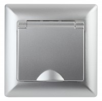 Intro Розетка Solo 4-203-03 с заземлением 2P+E Schuko с крышкой, 16А-250В, IP20, СУ, алюминий Б0053659 фото