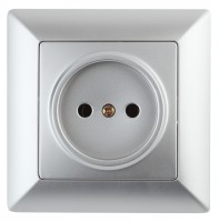Intro Розетка Solo 4-201-03 без заземления 2P, 16А-250В, IP20, СУ, алюминий Б0053643 фото