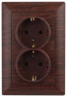Intro Розетка Solo 4-205-10 с заземлением двойная 2X2P+E Schuko, 16А-250В, IP20, СУ, венге Б0053679 фото