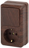 Intro Блок розетка с выключателем Quadro 2-705-10 вертикальный 10(16)А-250В, IP20, ОУ, венге Б0053886 фото