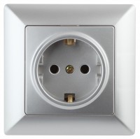 Intro Розетка Solo 4-202-03 с заземлением 2P+E Schuko, 16А-250В, IP20, СУ, алюминий Б0053651 фото