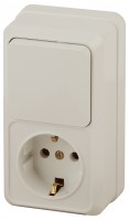 Intro Блок розетка с выключателем Quadro 2-705-02 вертикальный 10(16)А-250В, IP20, ОУ, слоновая кость Б0053884 фото