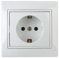 Intro Розетка Plano 1-202-01 с заземлением 2P+E Schuko, 16А-250В, IP20, СУ, белый Б0053874 фото