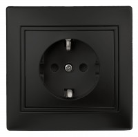 Intro Розетка Plano 1-202-05 с заземлением 2P+E Schuko, 16А-250В, IP20, СУ, антрацит Б0053881 фото