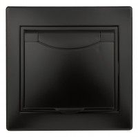 Intro Розетка Plano 1-203-05 с заземлением 2P+E Schuko с крышкой, 16А-250В, IP20, СУ, антрацит Б0053896 фото