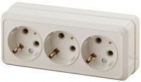 Intro Розетка Quadro 2-206-02 с заземлением трехместная 3х2P+E, 16А-250В, IP20, ОУ, слоновая кость Б0053821 фото