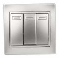 Intro Выключатель Plano 1-106-03 тройной, 10А-250В, IP20, СУ, алюминий Б0053791 фото