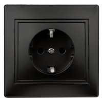 Intro Розетка Plano 1-206-05 с заземлением 2P+E Schuko со шторками, 16А-250В, IP20, СУ, антрацит Б0053928 фото