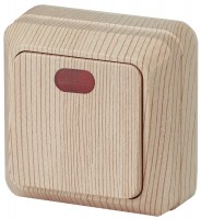 Intro Выключатель Quadro 2-102-11 одноклавишный с подсветкой, 10А-250В, IP20, ОУ, сосна Б0053747 фото