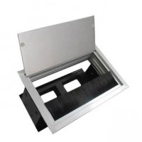 Ecoplast LUK/2AL Люк настольный встраиваемый на 2 модуля (45х45мм) с крышкой, алюминий IP20 70042 фото