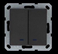 Jasmart Выключатель двухклавишный со светодиодами 10A 250V~ с накладкой, цвет Антрацит G3023NB фото