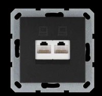 Jasmart Интернет-розетка RJ45 двойная с накладкой, цвет Антрацит G6106B фото