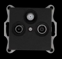 Jasmart Розетка TV+FM+SAT Φ9.5mm проходная с накладкой, цвет Антрацит G6207B фото
