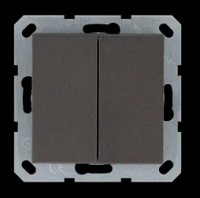 Jasmart Выключатель двухклавишный проходной 10A 250V~ с накладкой, цвет Мокко G3022Z фото