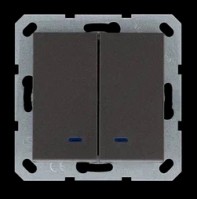 Jasmart Выключатель двухклавишный со светодиодами 10A 250V~ с накладкой, цвет Мокко G3023NZ фото