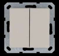 Jasmart Выключатель двухклавишный проходной 10A 250V~ с накладкой, цвет Тауп G3022T фото