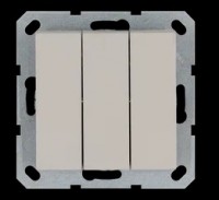 Jasmart Выключатель трехклавишный 10A 250V~ с накладкой, цвет Тауп G3031T фото