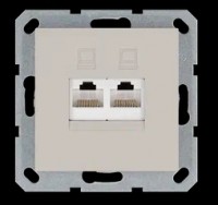 Jasmart Интернет-розетка RJ45 двойная с накладкой, цвет Тауп G6106T фото