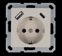Jasmart Розетка SHUKO© с USB A+C с защитными шторками 16A 250V~ 2P+T USB 25W, цвет Тауп G5501USB-25T фото
