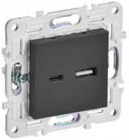 IEK SKANDY Графит Розетка USB A+C 18Вт SK-R13G SK-U22-018-K53 фото