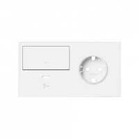 Simon 100 Белый матовый Кит 2 поста, фронт. Накладка на 1 роз.Schuko (лев) + 1 з/у USB C + 1 клав.выкл-ля, белый матовый 10020255-230 фото
