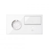 Simon 100 Белый глянец Кит 2 поста, фронт. Накладка на 1 роз.Schuko (прв) + 1 з/у USB C + 1 клав.светорег-ра 10020256-130 фото