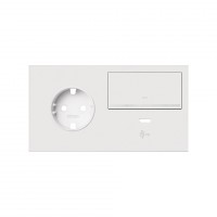 Simon 100 Белый матовый Кит 2 поста, фронт. Накладка на 1 роз.Schuko (прв) + 1 з/у USB C + 1 клав.светорег-ра, белый матовый 10020256-230 фото