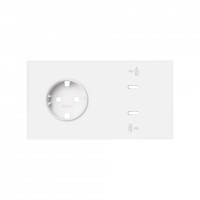 Simon 100 Белый матовый Кит 2 поста, фронт. Накладка на 1 роз.Schuko + 2 з/у USB 10020258-230 фото