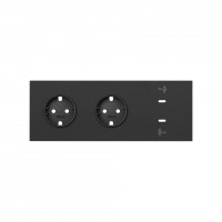 Simon 100 Черный матовый Кит 3 поста, фронт. Накладка на 2 роз.Schuko + 2 з/у USB C 10020336-238 фото
