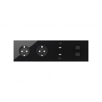 Simon 100 Черный глянец Кит 4 поста, фронт. Накладка на 2 роз.Schuko + 2 з/у USB C + 2 роз.RJ45 10020411-138 фото
