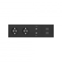 Simon 100 Черный матовый Кит 4 поста, фронт. Накладка на 2 роз.Schuko + 2 з/у USB C + 2 роз.RJ45 10020411-238 фото