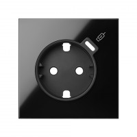 Simon 100 Черный глянец Кит 1 пост, фронт. Накладка на 1 роз.Schuko с з/у USB C 10020137-138 фото