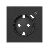 Simon 100 Черный матовый Кит 1 пост, фронт. Накладка на 1 роз.Schuko с з/у USB C 10020137-238 фото