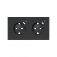 Simon 100 Черный матовый Кит 2 поста, фронт. Накладка на 2 роз.Schuko с з/у USB C 10020248-238 фото
