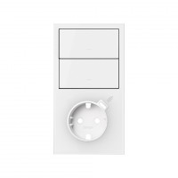 Simon 100 Белый матовый Кит 2 поста, фронт. Накладка вертик.на 1 роз.Schuko с з/у USB C + 2 клав.выкл-лей, белый матовый 10020250-230 фото